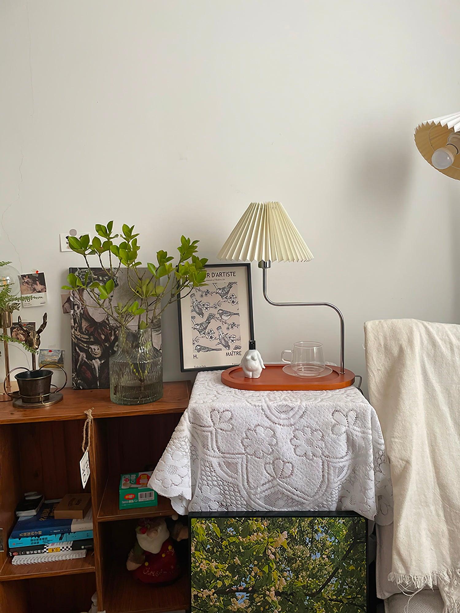 Ornelle Wood Fabric Artistic Table Lamp-Neutral Decor