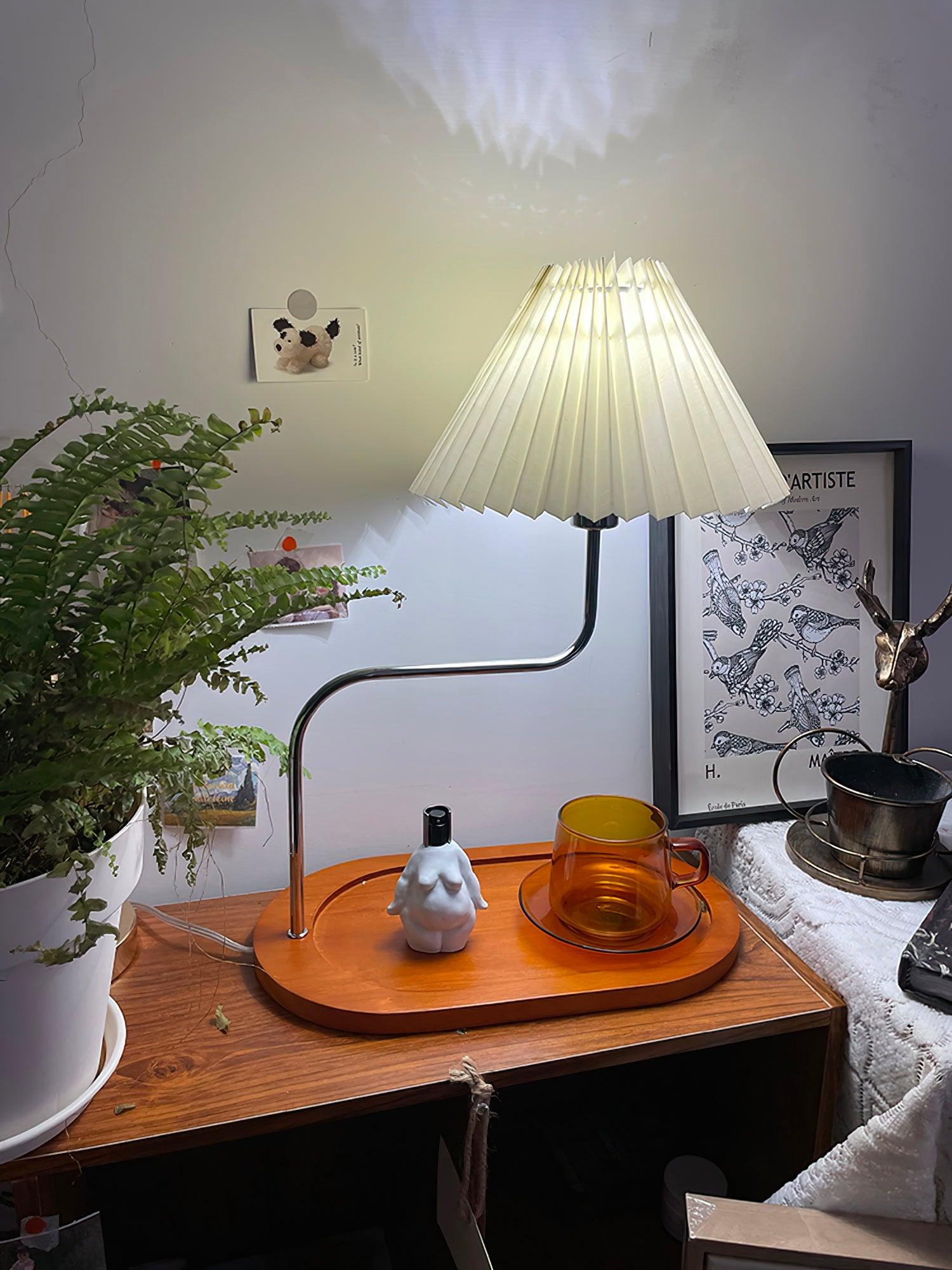 Ornelle Wood Fabric Artistic Table Lamp-Neutral Decor