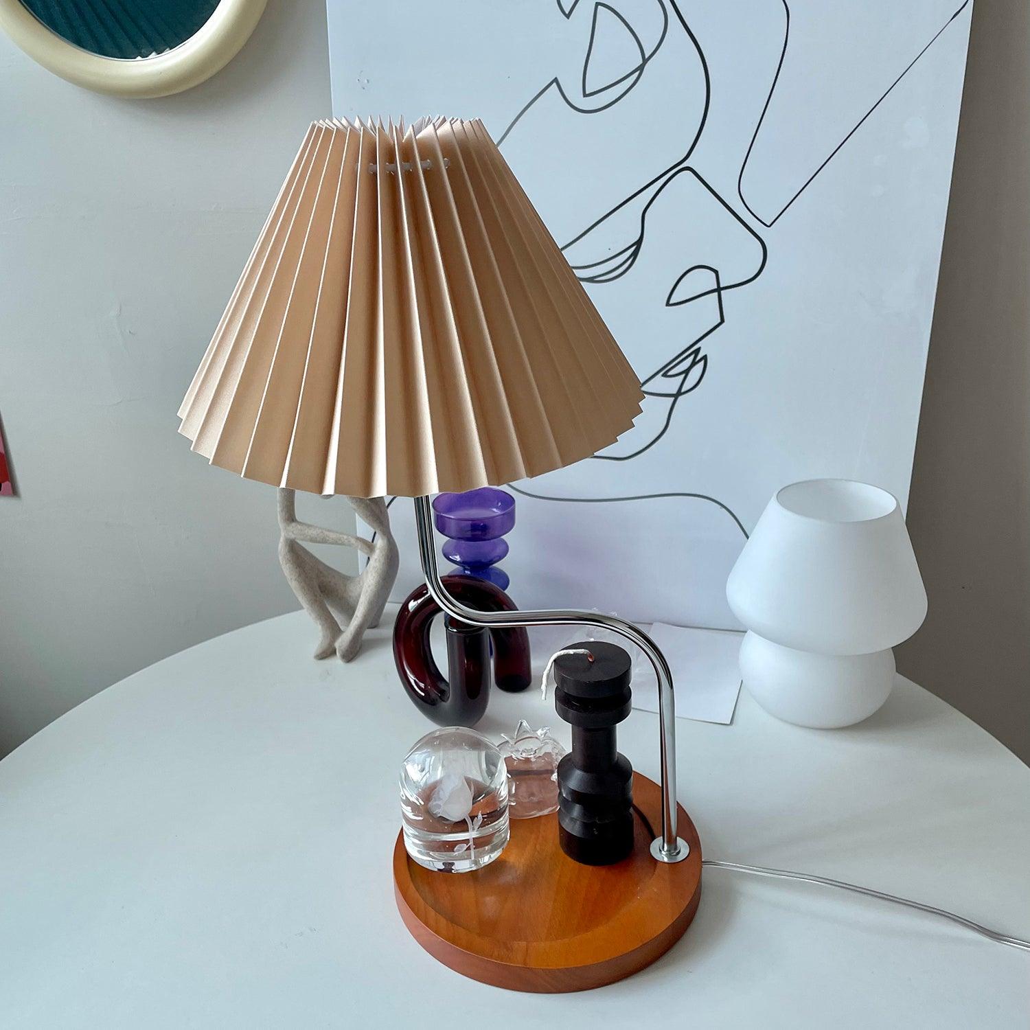 Ornelle Wood Fabric Artistic Table Lamp-Neutral Decor