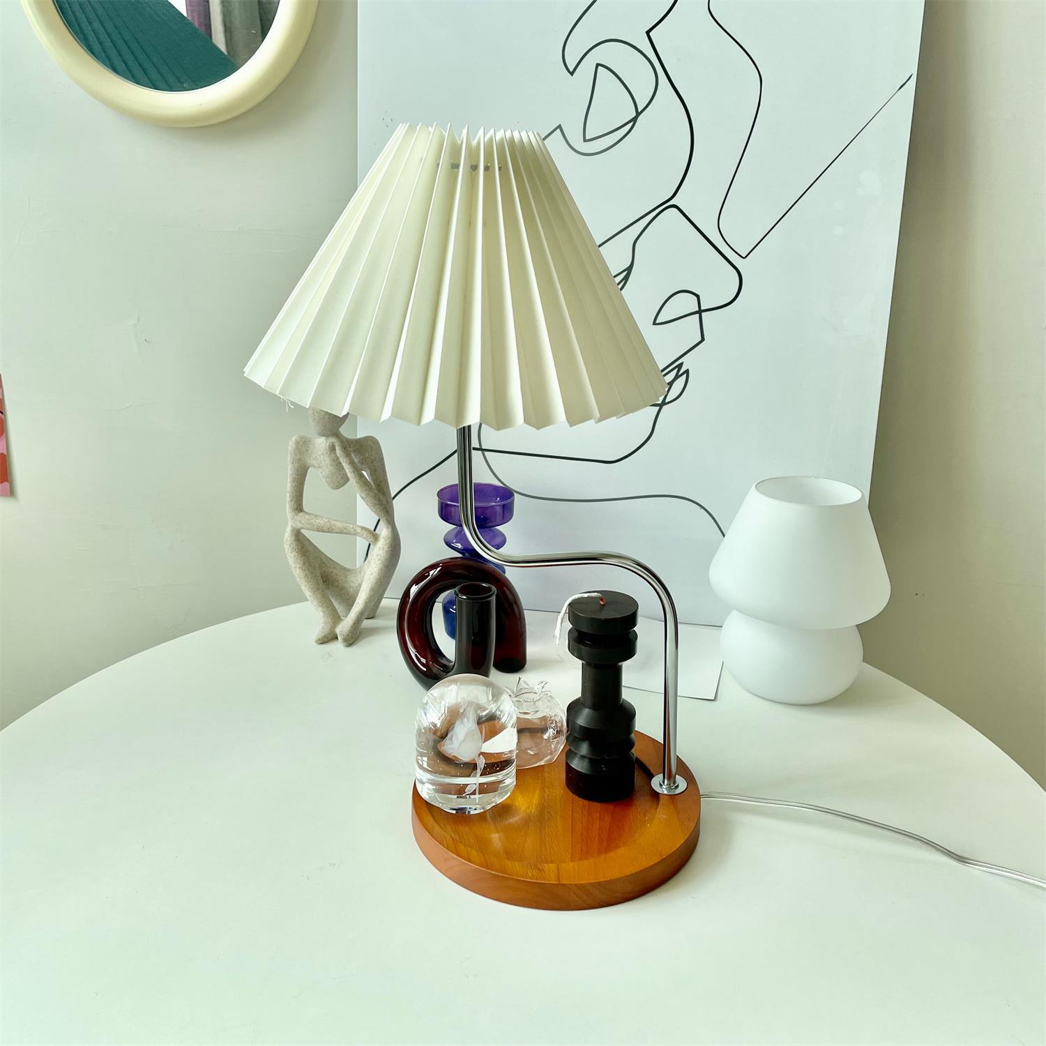 Ornelle Wood Fabric Artistic Table Lamp-Neutral Decor
