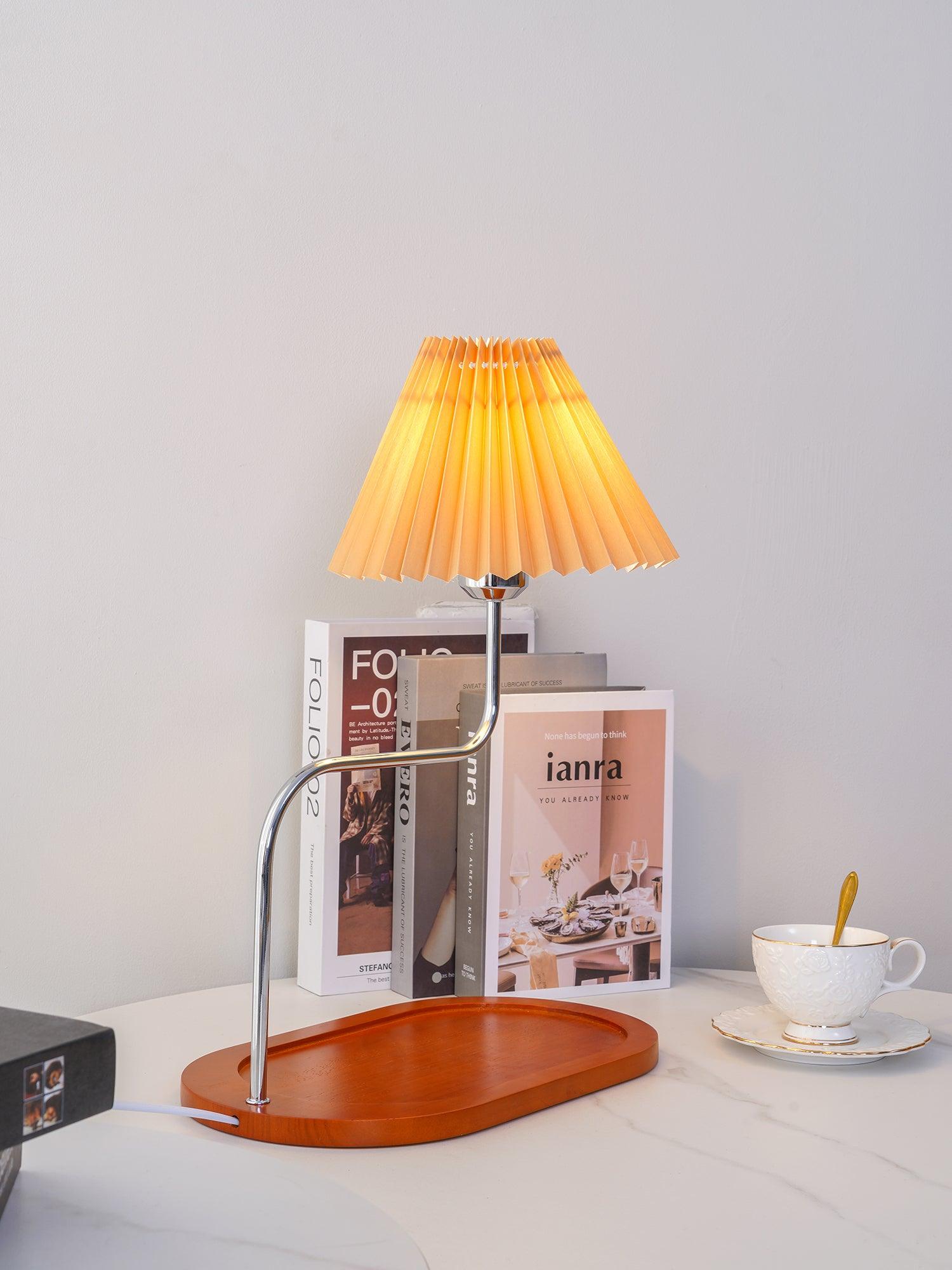 Ornelle Wood Fabric Artistic Table Lamp-Neutral Decor
