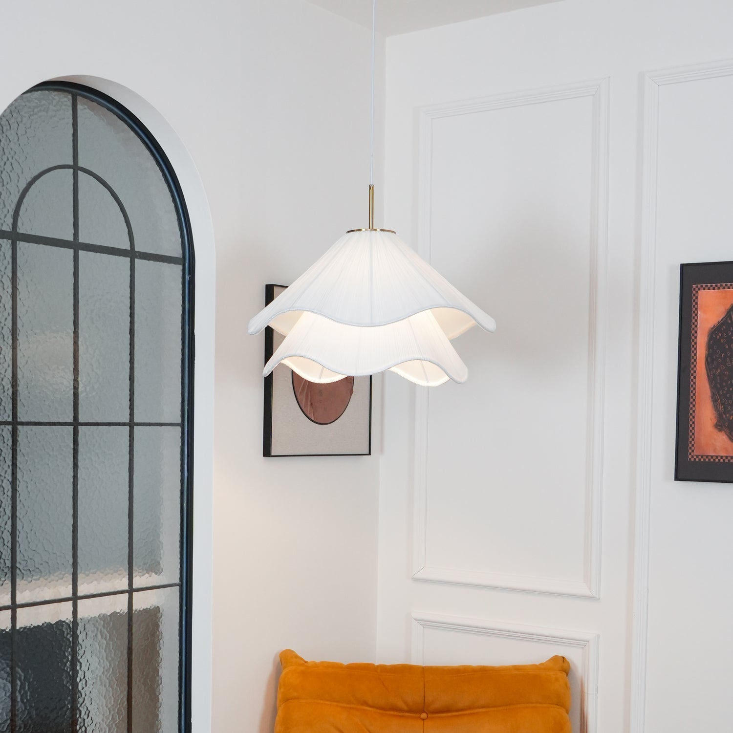 Evanel Fabric Artistic Pendant Light-Neutral Decor
