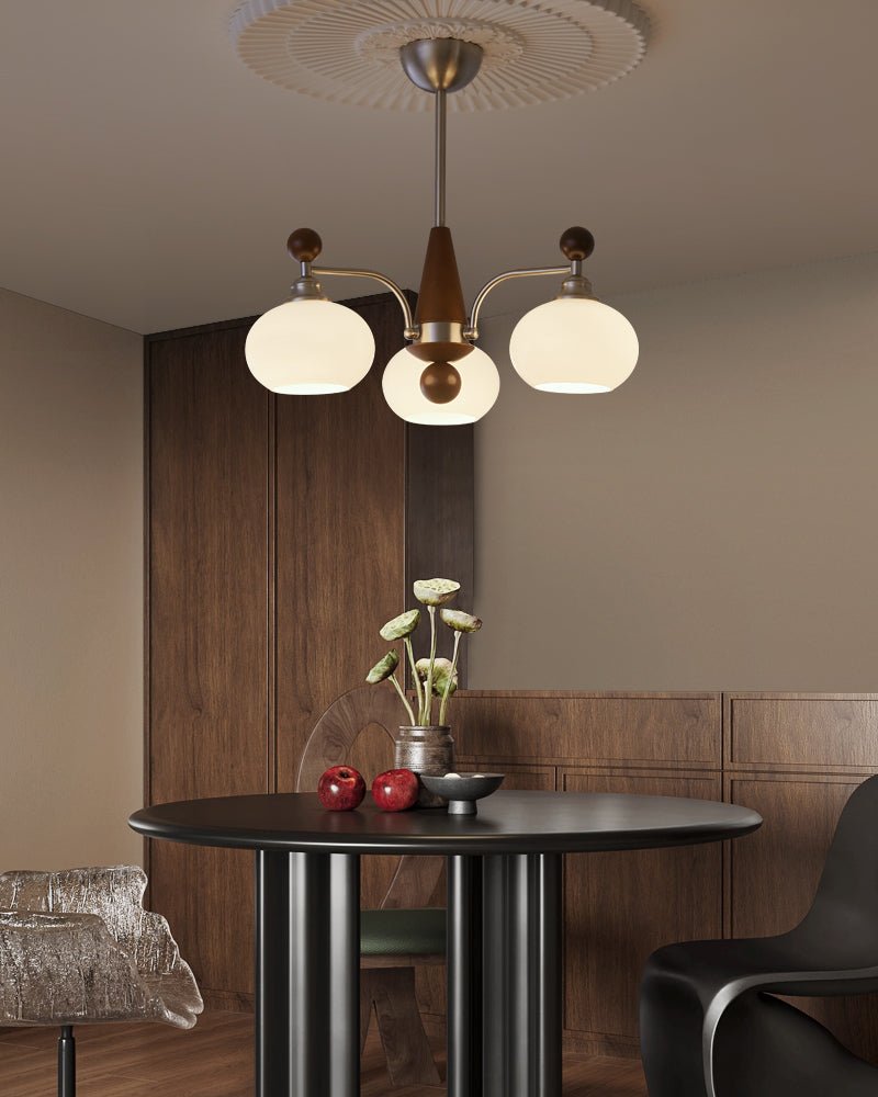 Ivloria Traditional Elegance Orbit Wood Glass Chandelier-Neutral Decor