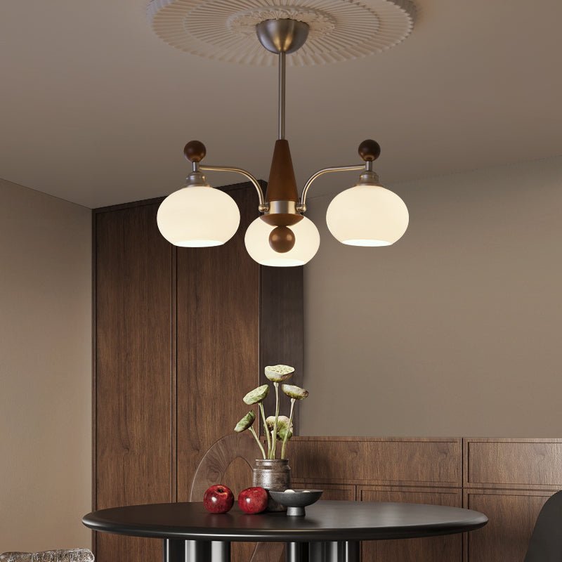 Ivloria Traditional Elegance Orbit Wood Glass Chandelier-Neutral Decor