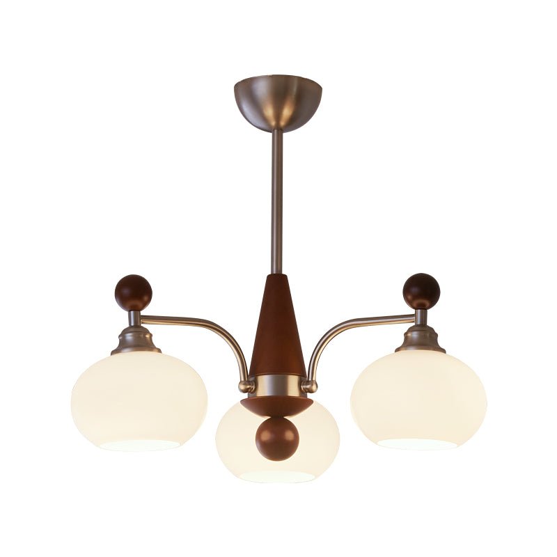 Ivloria Traditional Elegance Orbit Wood Glass Chandelier-Neutral Decor