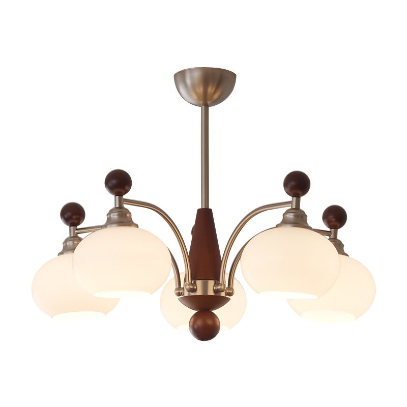 Ivloria Traditional Elegance Orbit Wood Glass Chandelier-Neutral Decor