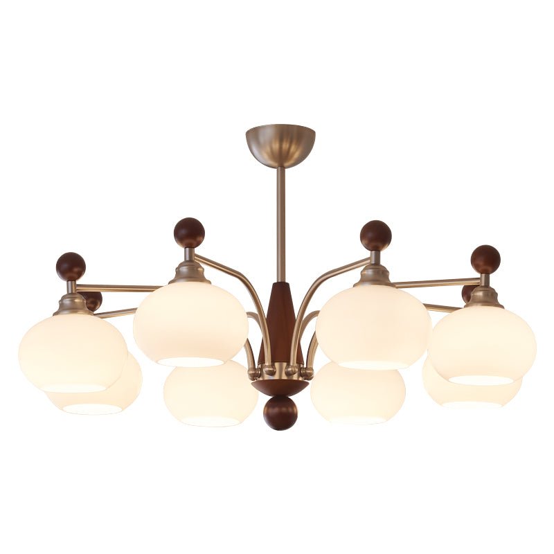 Ivloria Traditional Elegance Orbit Wood Glass Chandelier-Neutral Decor