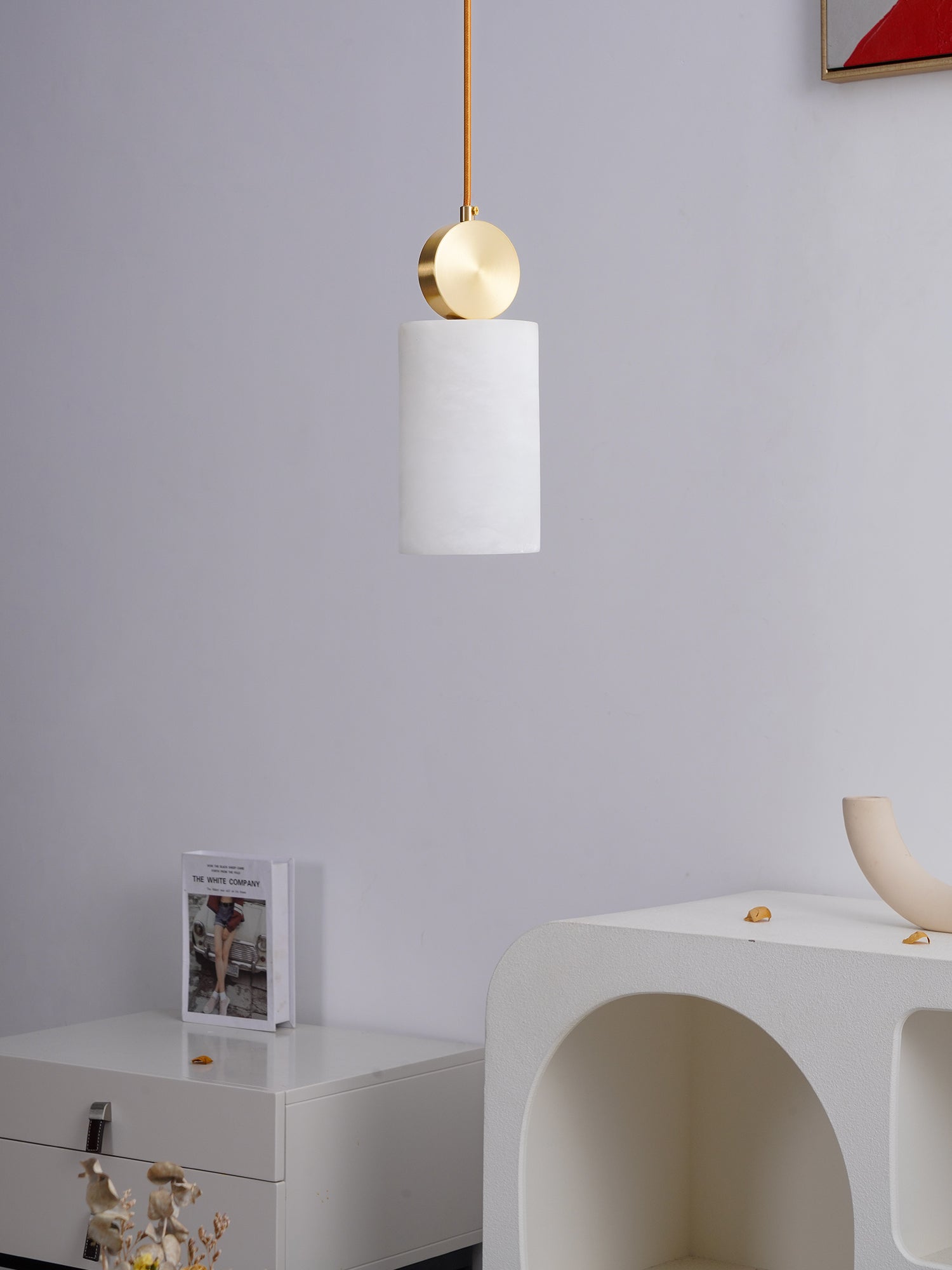 Salen Pendant Light Alabaster & Brass-Neutral Decor