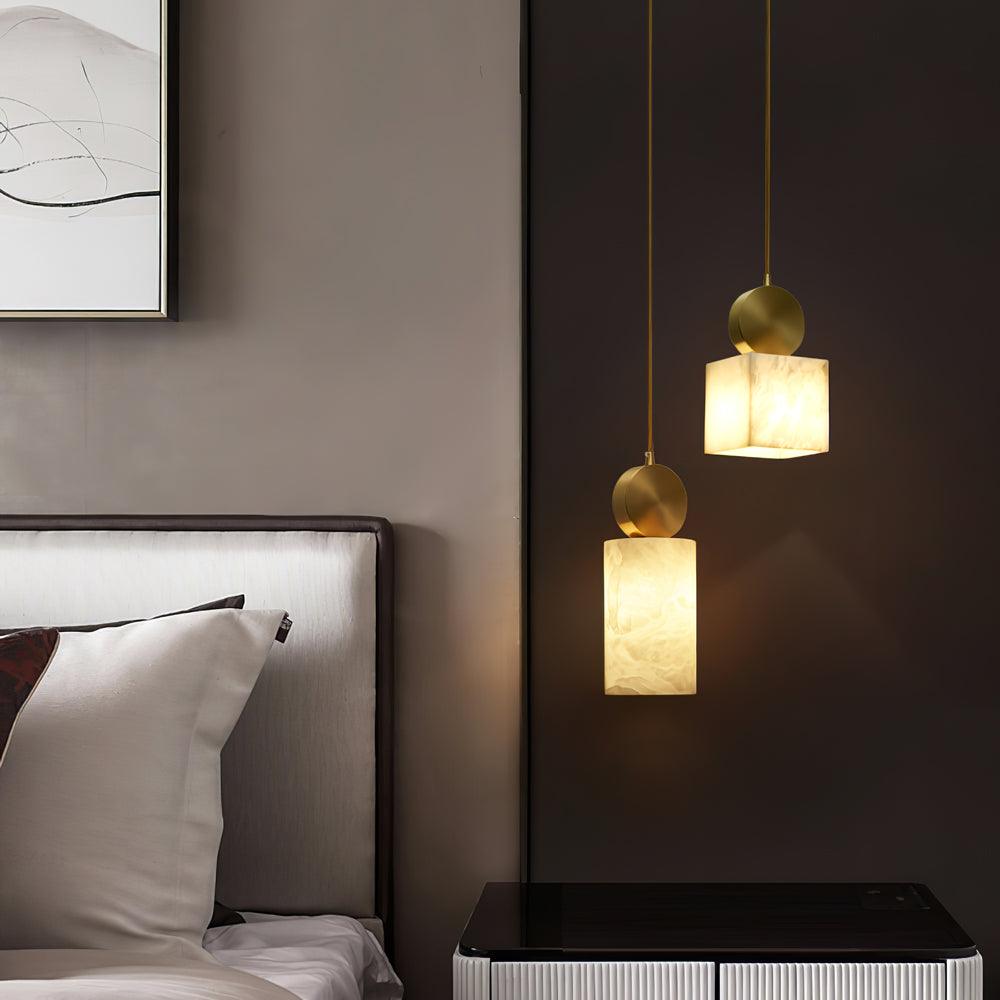 Nore Cylinder Alabaster Pendant Light-Neutral Decor