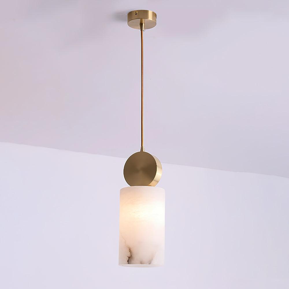 Nore Cylinder Alabaster Pendant Light-Neutral Decor