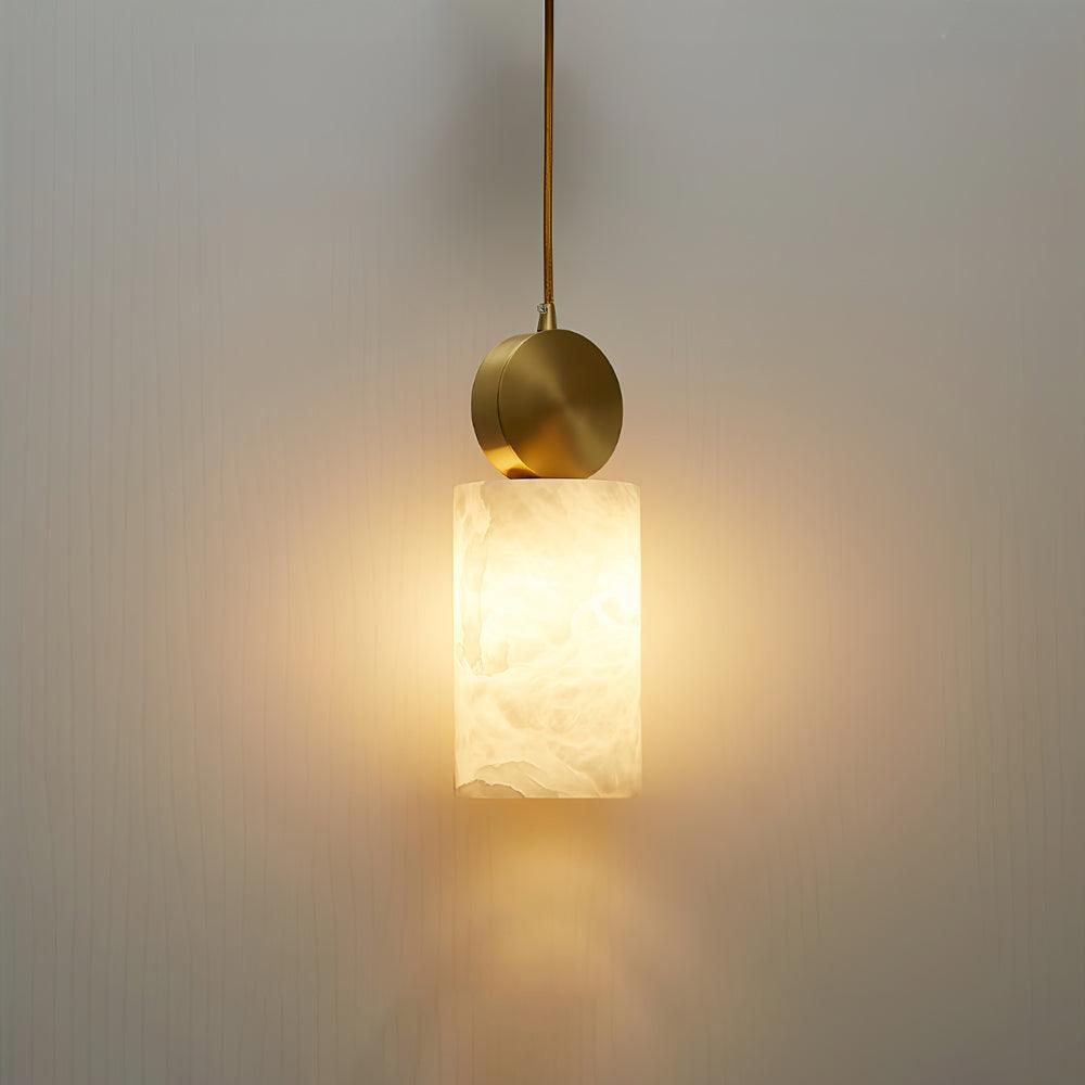 Nore Cylinder Alabaster Pendant Light-Neutral Decor