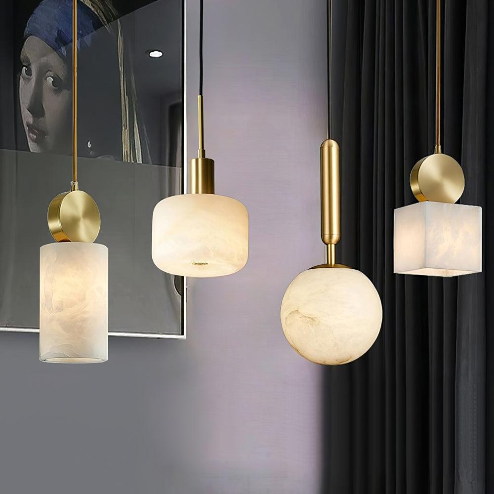 Darienx Cylinder Alabaster Pendant Light-Neutral Decor