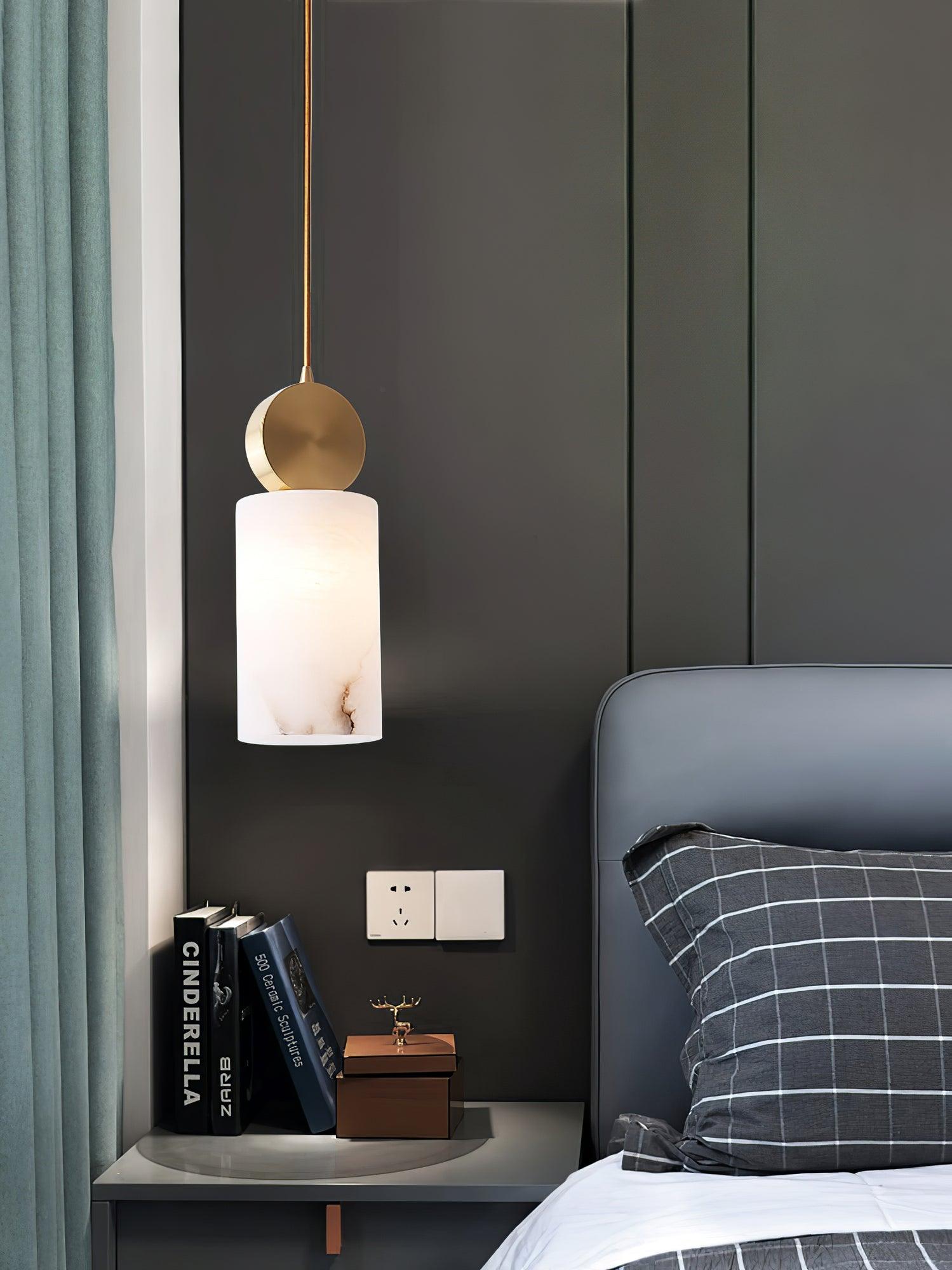 Darienx Cylinder Alabaster Pendant Light-Neutral Decor