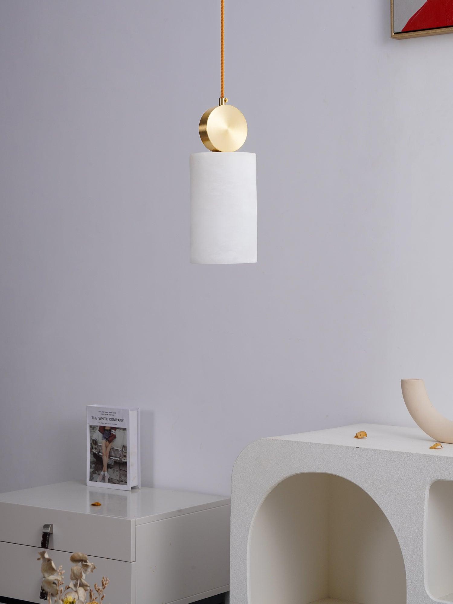 Darienx Cylinder Alabaster Pendant Light-Neutral Decor