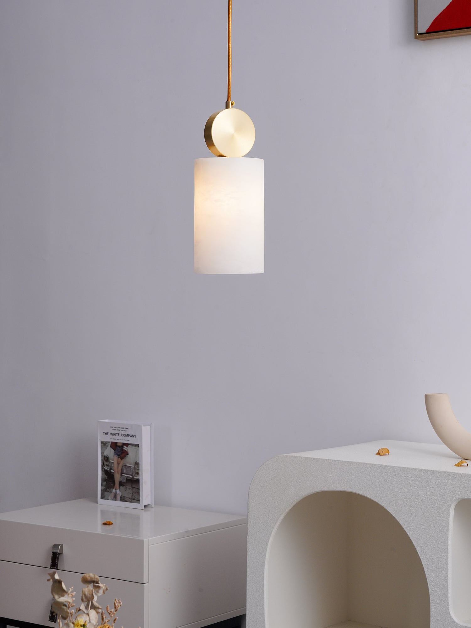 Salen Pendant Light Alabaster & Brass-Neutral Decor