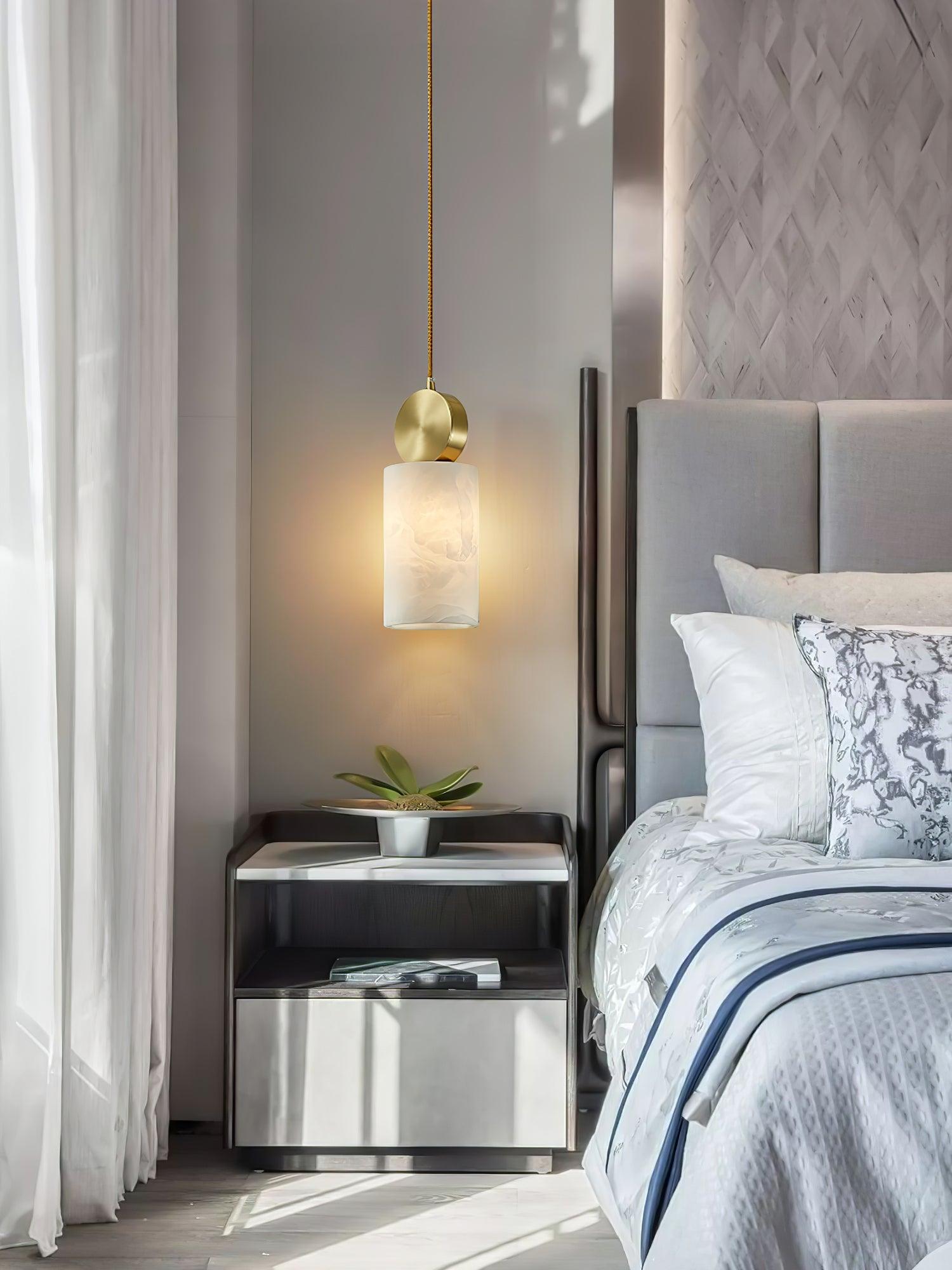 Nore Cylinder Alabaster Pendant Light-Neutral Decor