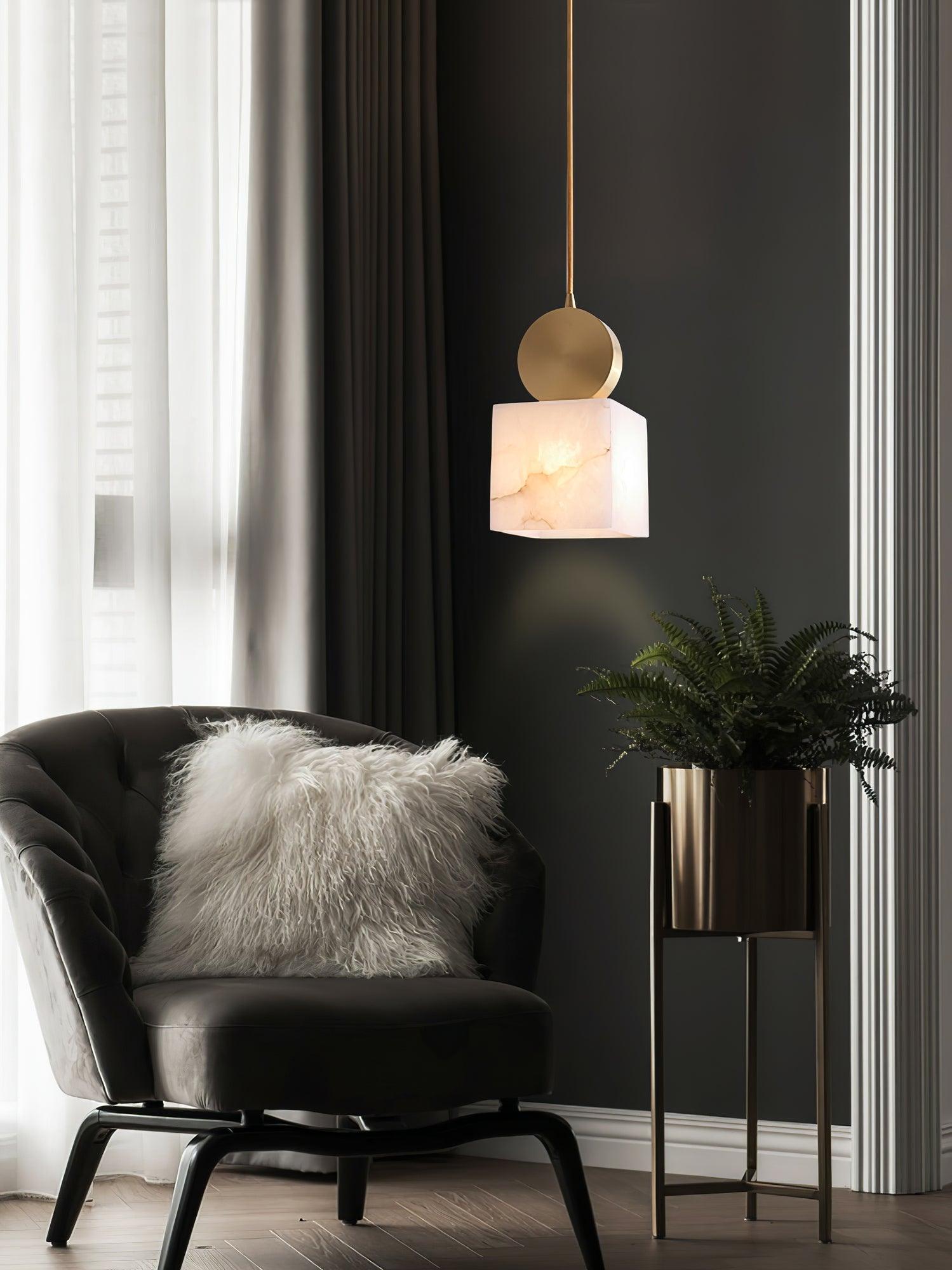 Nore Cylinder Alabaster Pendant Light-Neutral Decor