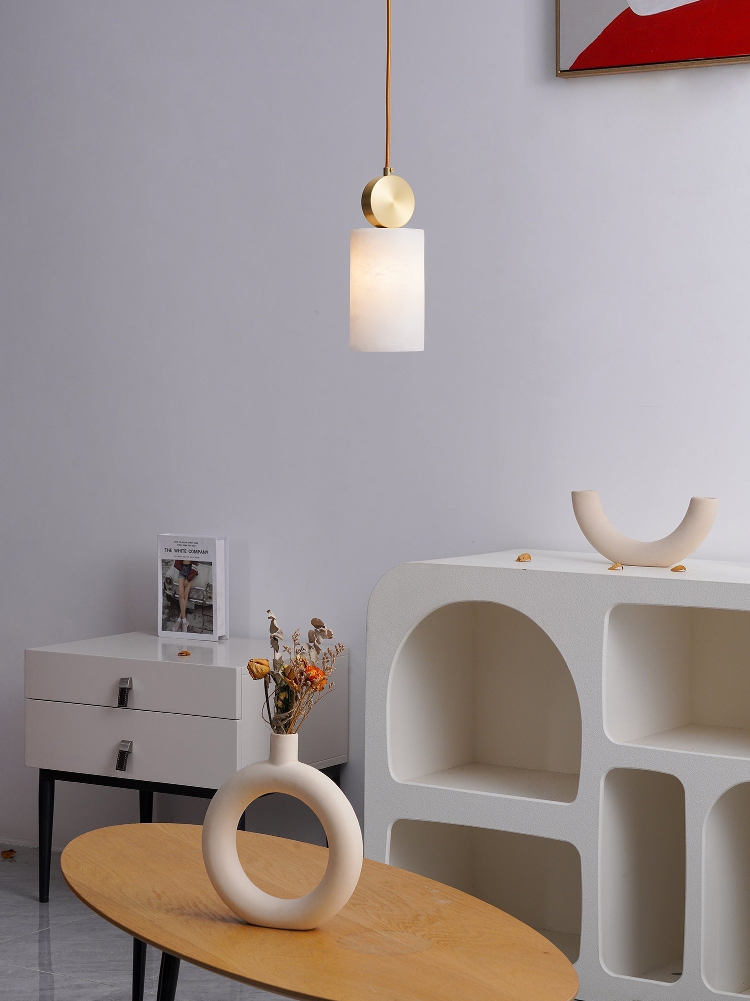Salen Pendant Light Alabaster & Brass-Neutral Decor