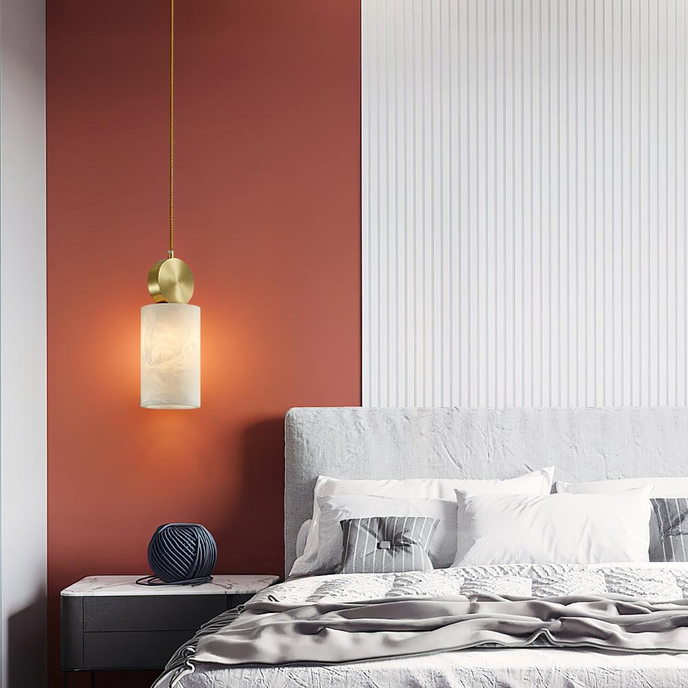 Darienx Cylinder Alabaster Pendant Light-Neutral Decor