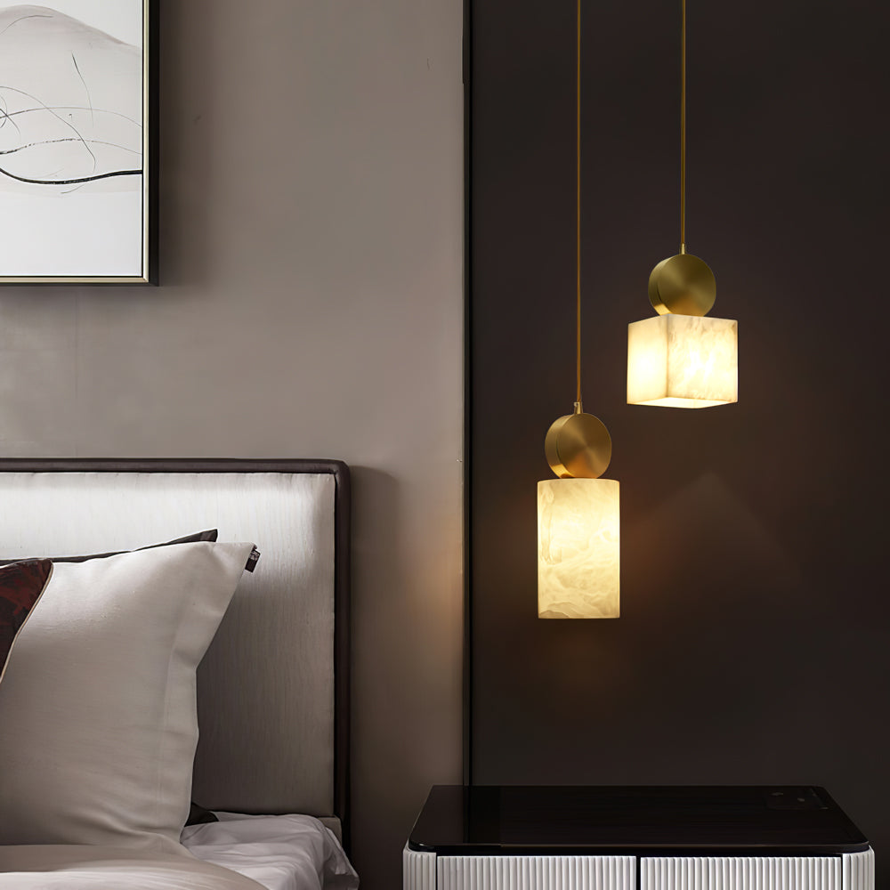 Salen Pendant Light Alabaster & Brass-Neutral Decor