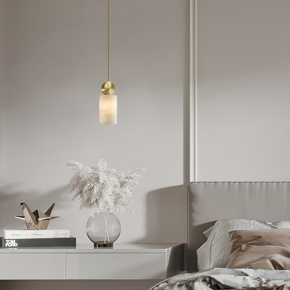 Salen Pendant Light Alabaster & Brass-Neutral Decor