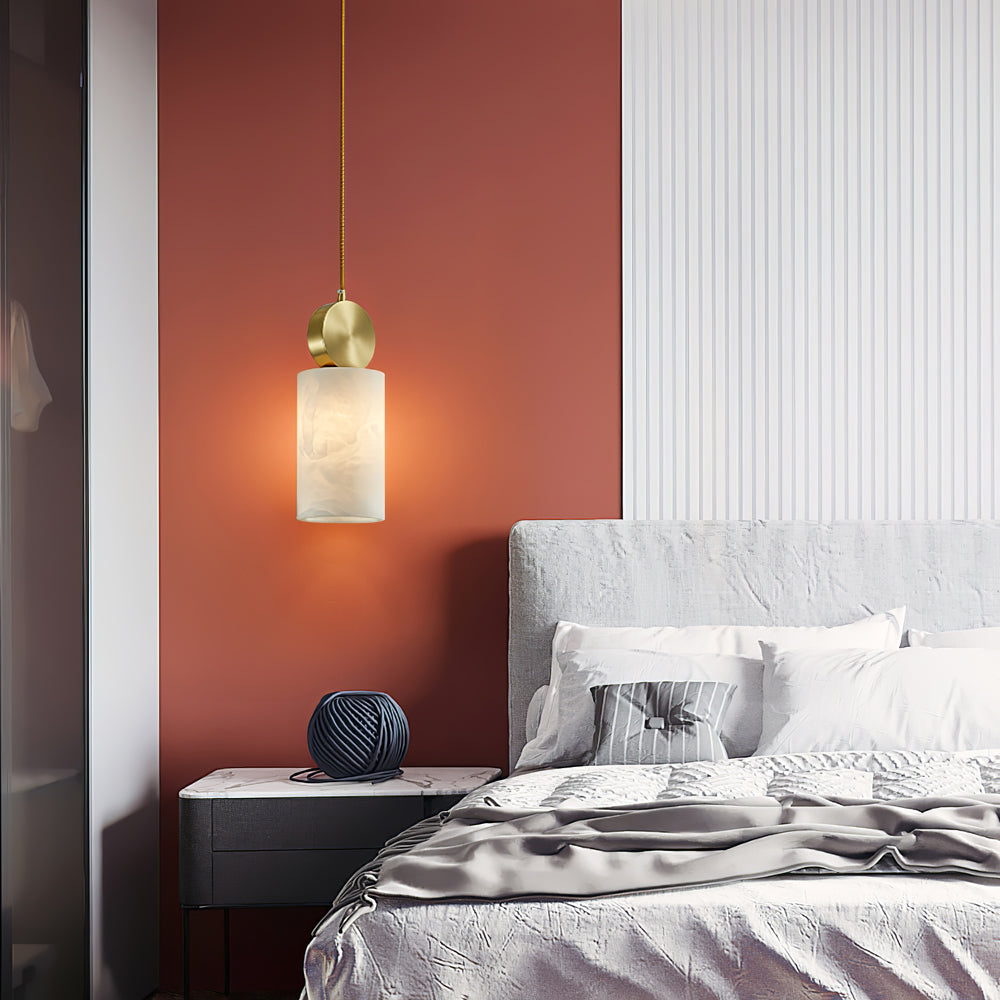 Salen Pendant Light Alabaster & Brass-Neutral Decor