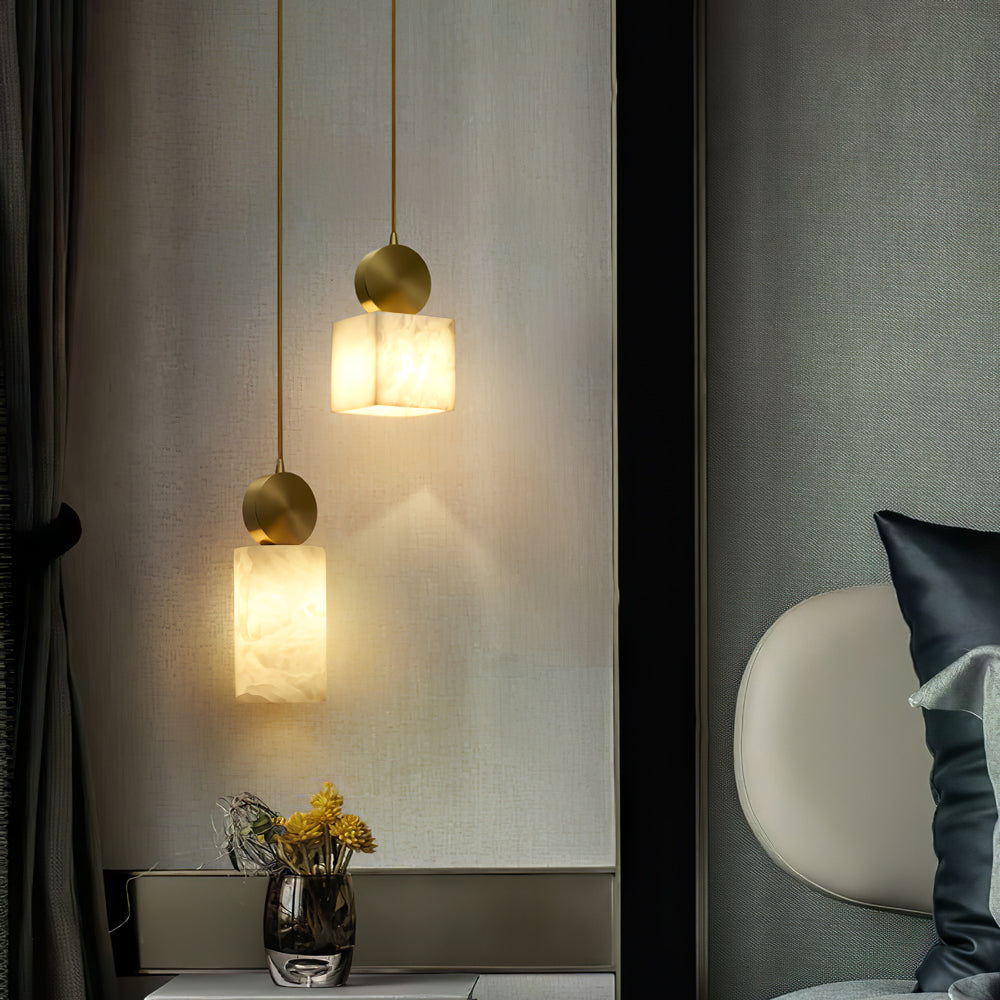 Salen Pendant Light Alabaster & Brass-Neutral Decor