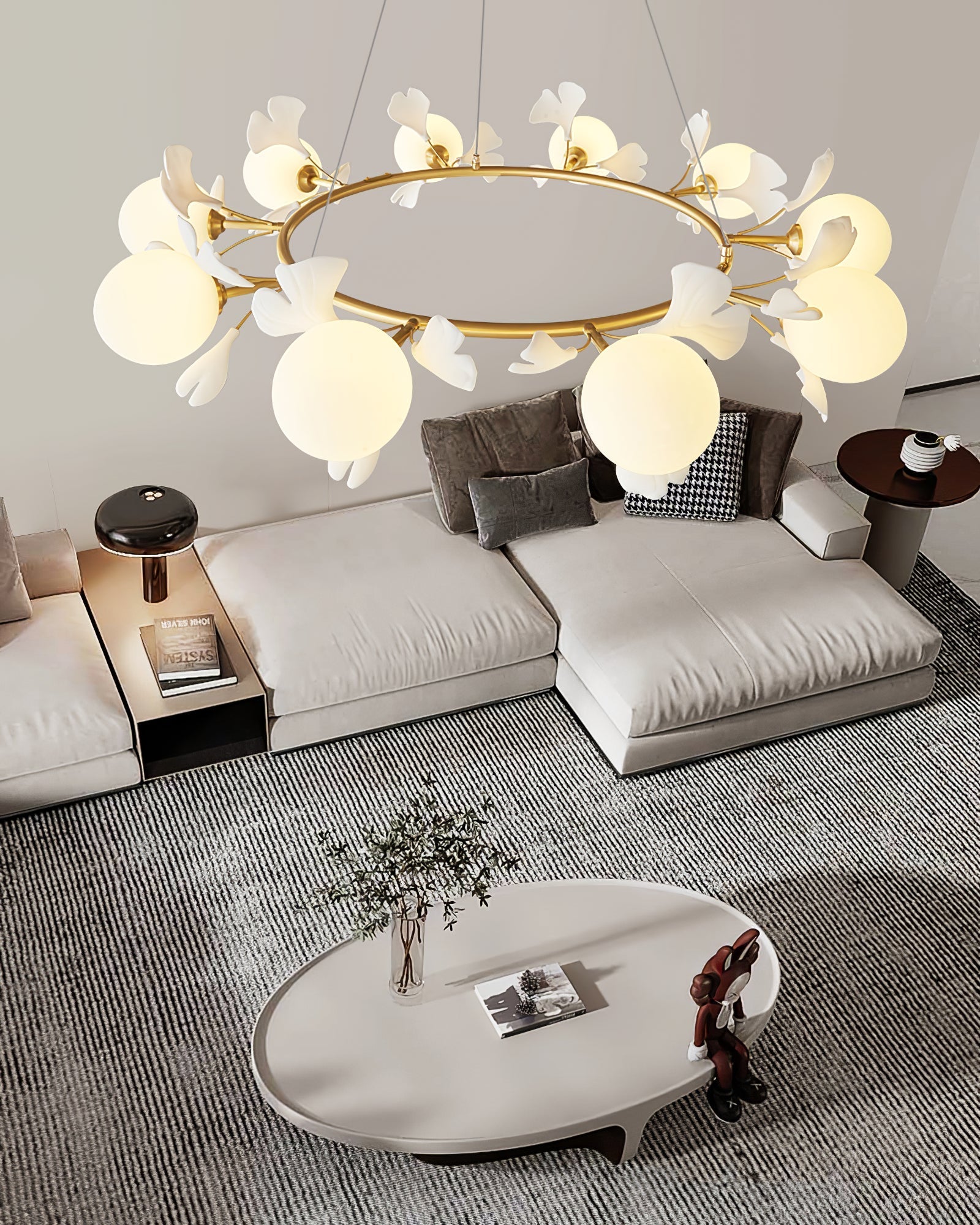 Hunell Floral Brass Chandelier-Neutral Decor
