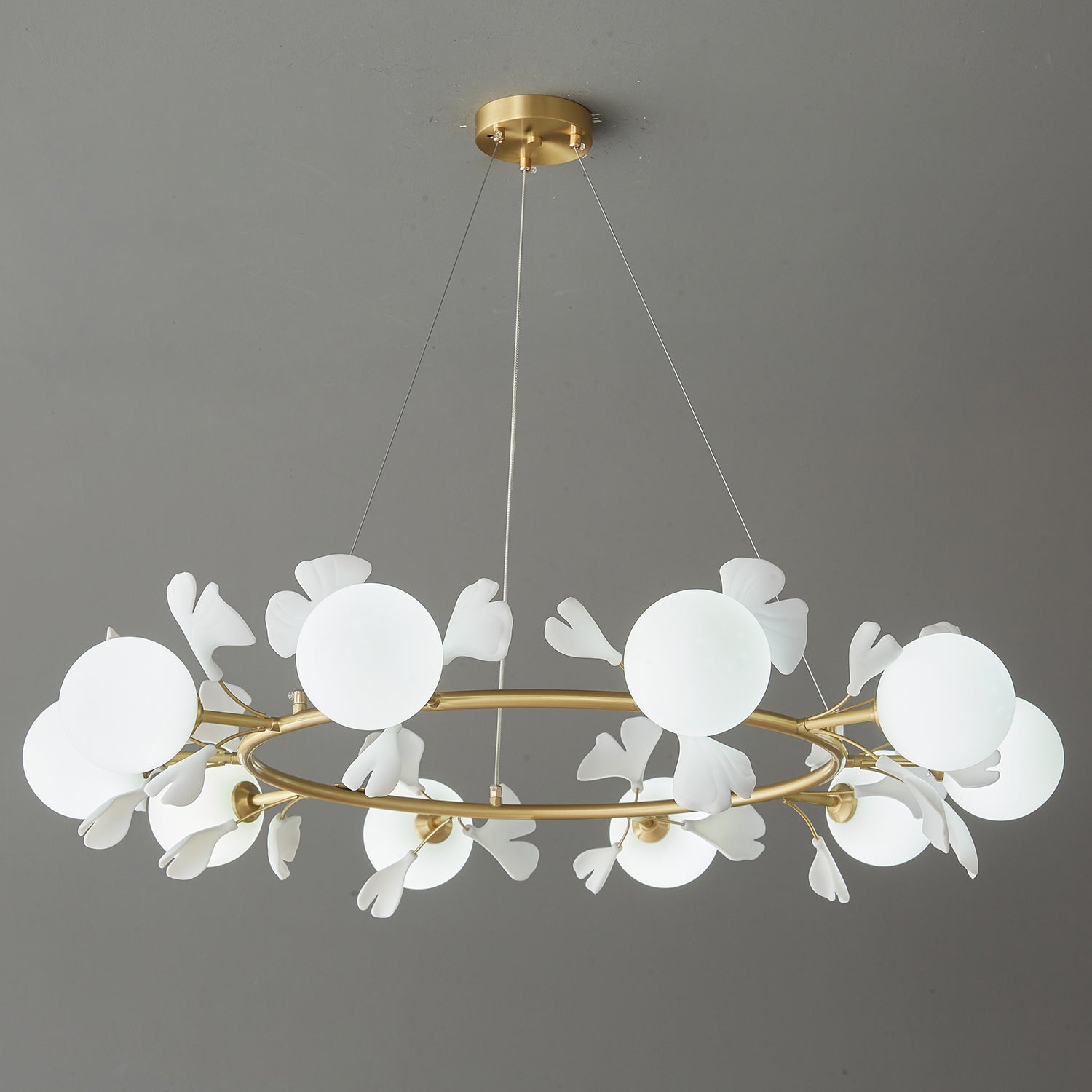 Hunell Floral Brass Chandelier-Neutral Decor