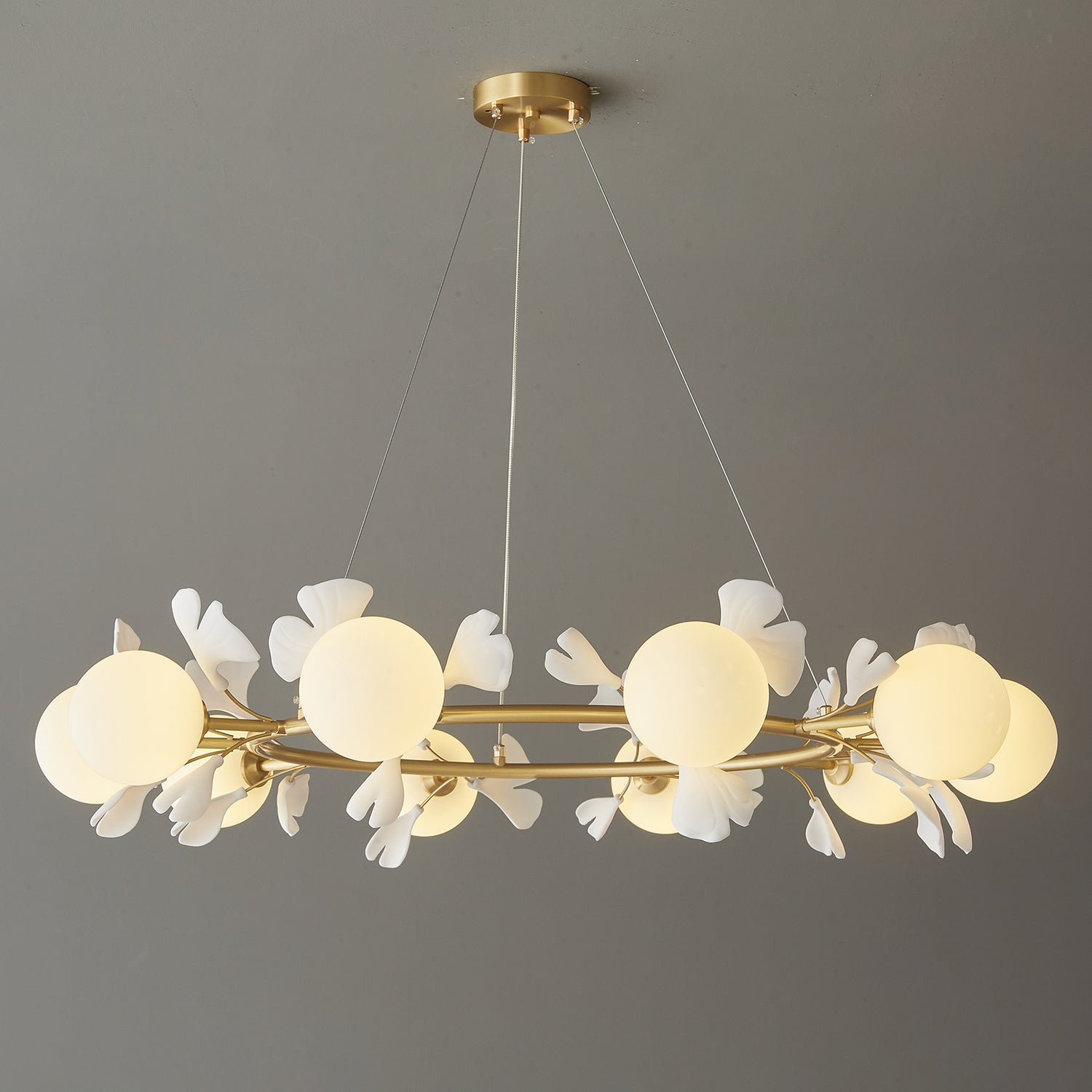 Hunell Floral Brass Chandelier-Neutral Decor