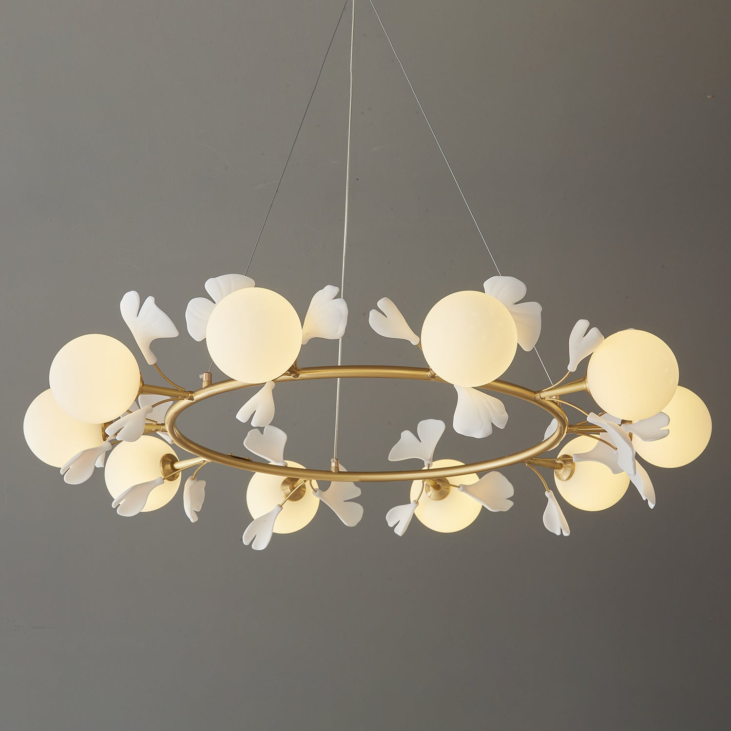 Hunell Floral Brass Chandelier-Neutral Decor