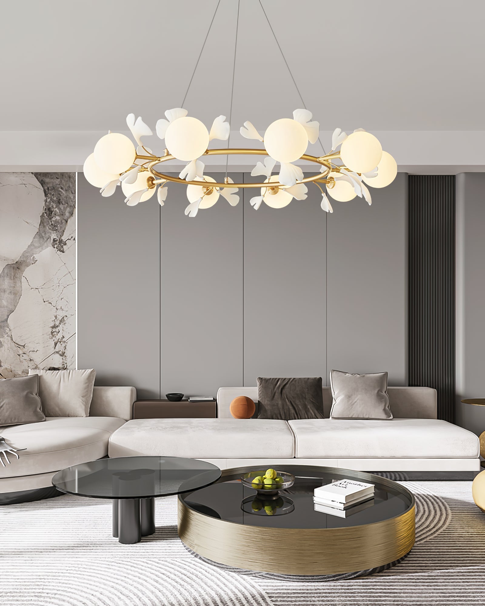 Hunell Floral Brass Chandelier-Neutral Decor