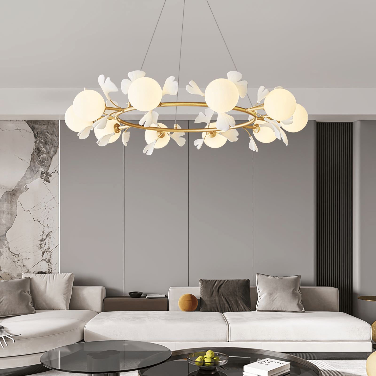 Hunell Floral Brass Chandelier-Neutral Decor