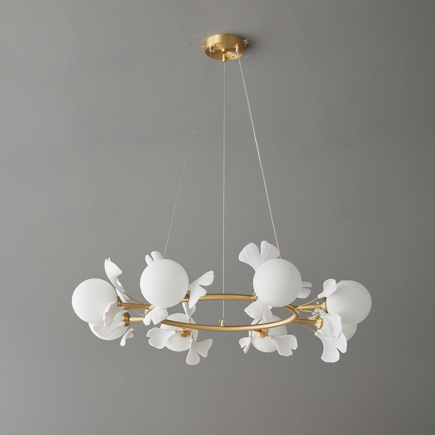 Hunell Floral Brass Chandelier-Neutral Decor