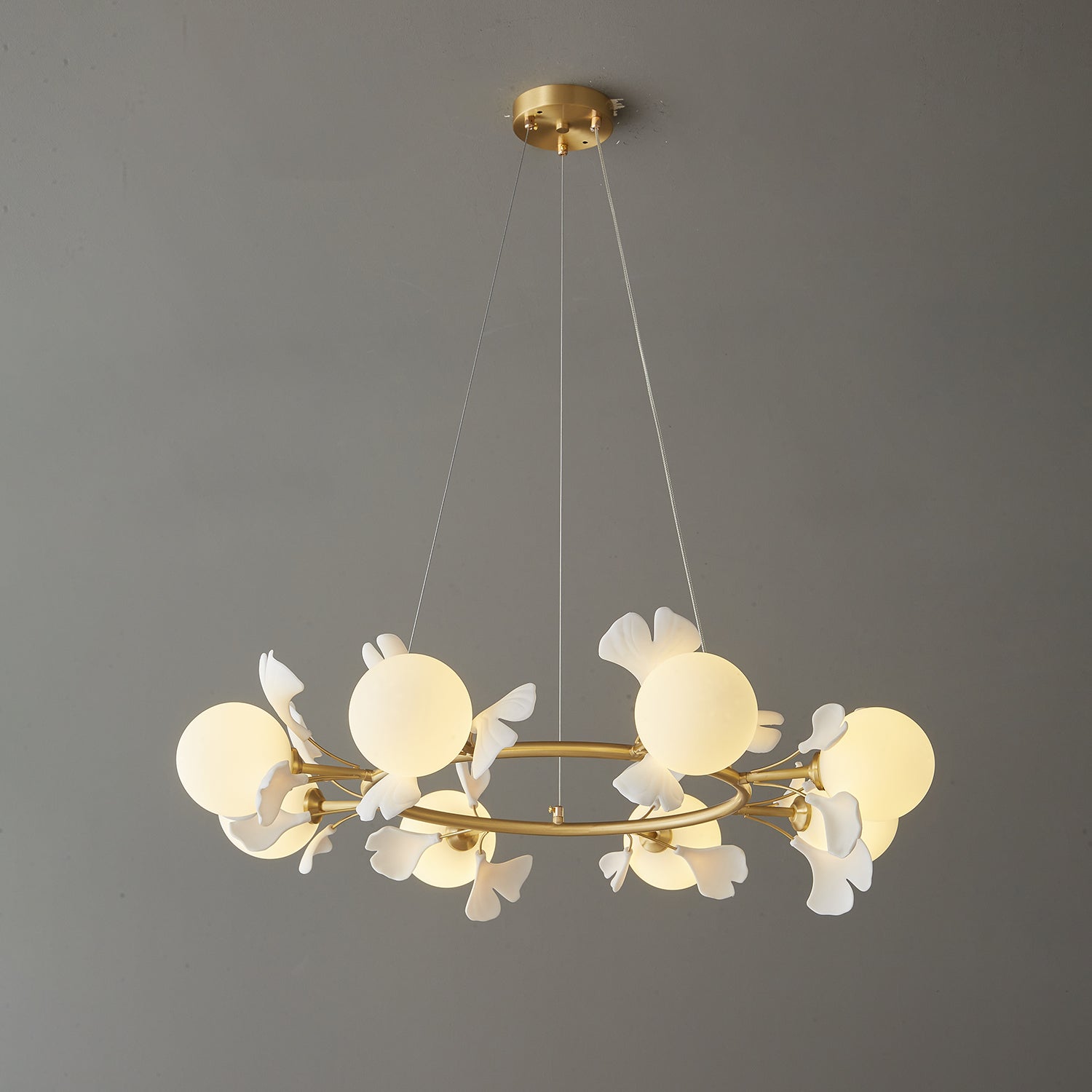 Hunell Floral Brass Chandelier-Neutral Decor