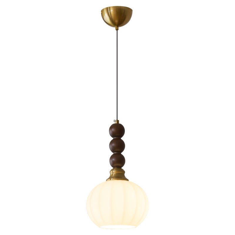 Vothaila Traditional Elegance Vintage Glass Wood Pendant Light-Neutral Decor