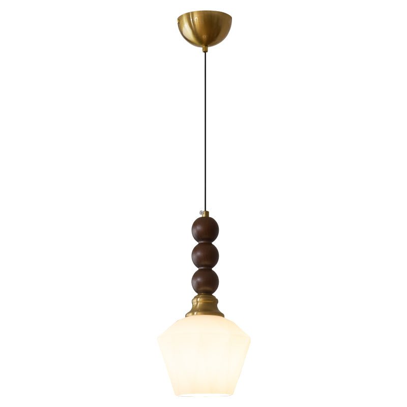 Vothaila Traditional Elegance Vintage Glass Wood Pendant Light-Neutral Decor