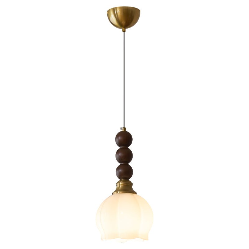 Vothaila Traditional Elegance Vintage Glass Wood Pendant Light-Neutral Decor