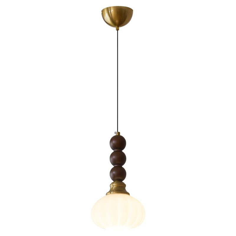 Vothaila Traditional Elegance Vintage Glass Wood Pendant Light-Neutral Decor