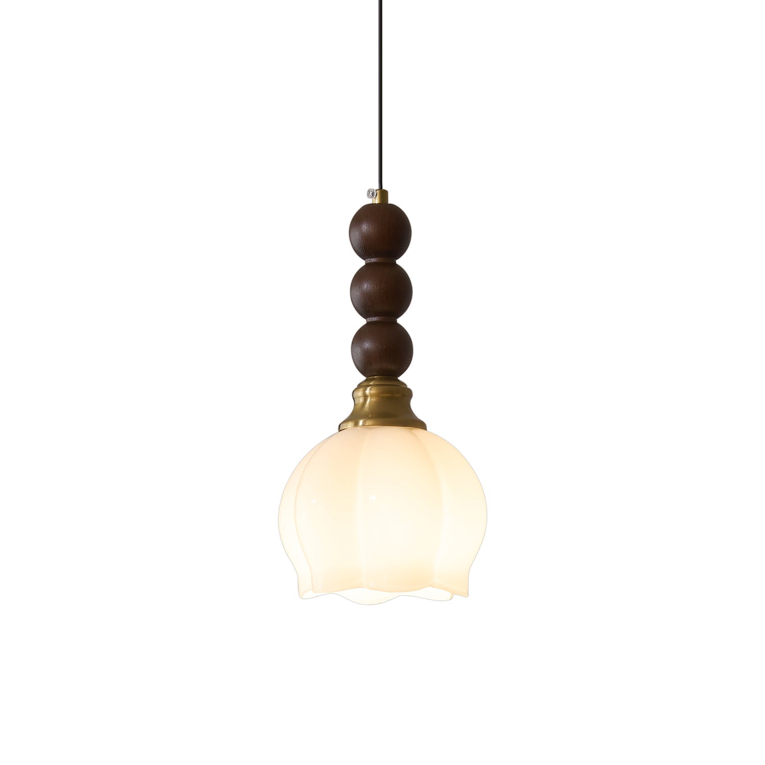 Vothaila Traditional Elegance Vintage Glass Wood Pendant Light-Neutral Decor