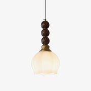 Vothaila Traditional Elegance Vintage Glass Wood Pendant Light-Neutral Decor