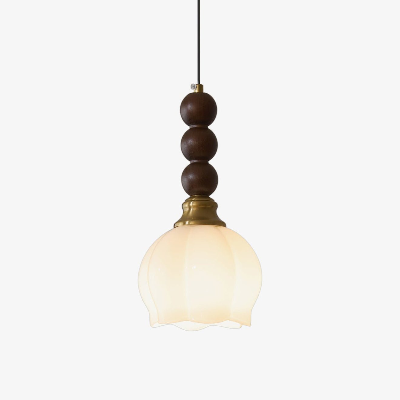 Vothaila Traditional Elegance Vintage Glass Wood Pendant Light-Neutral Decor