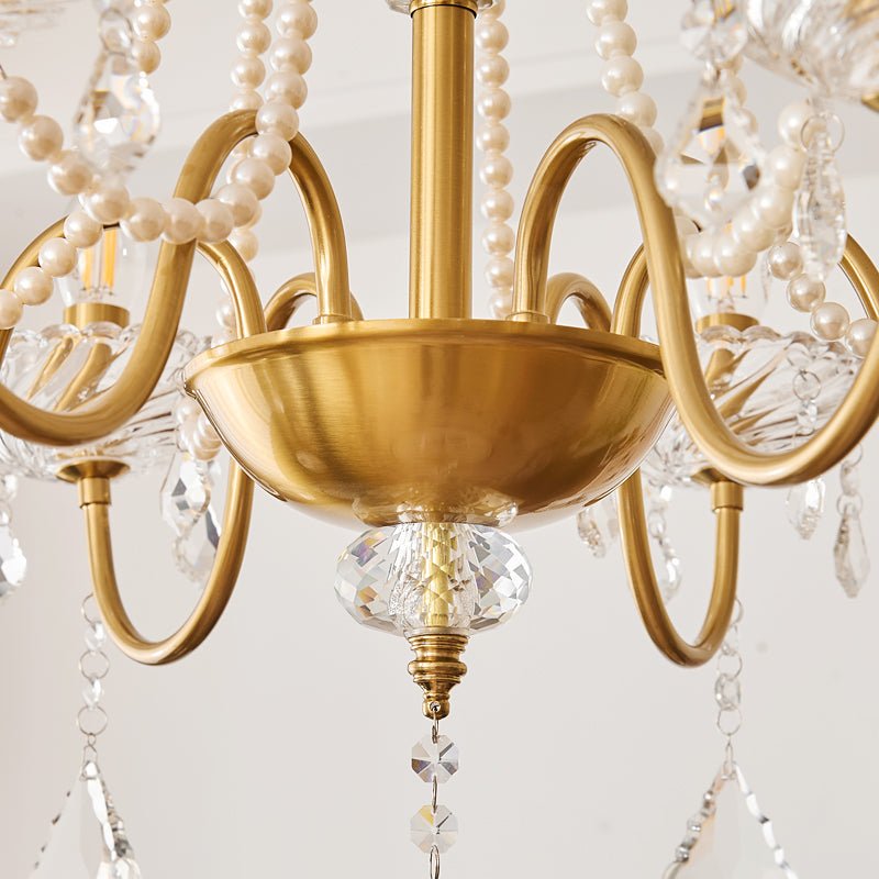 Evaria Traditional Luxury Crystal Pearl Chandelier-Neutral Decor