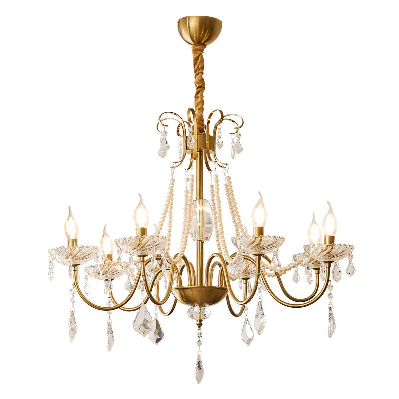 Evaria Traditional Luxury Crystal Pearl Chandelier-Neutral Decor