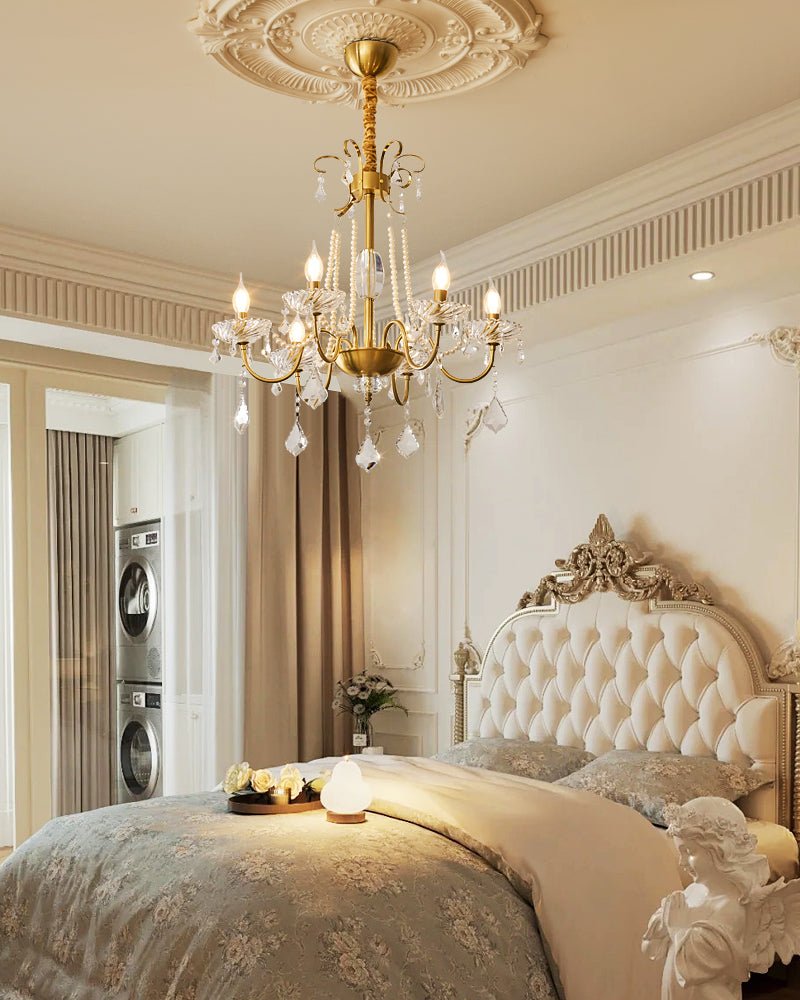 Evaria Traditional Luxury Crystal Pearl Chandelier-Neutral Decor