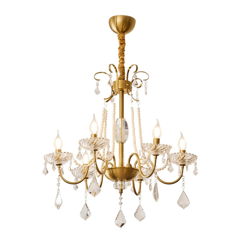 Evaria Traditional Luxury Crystal Pearl Chandelier-Neutral Decor