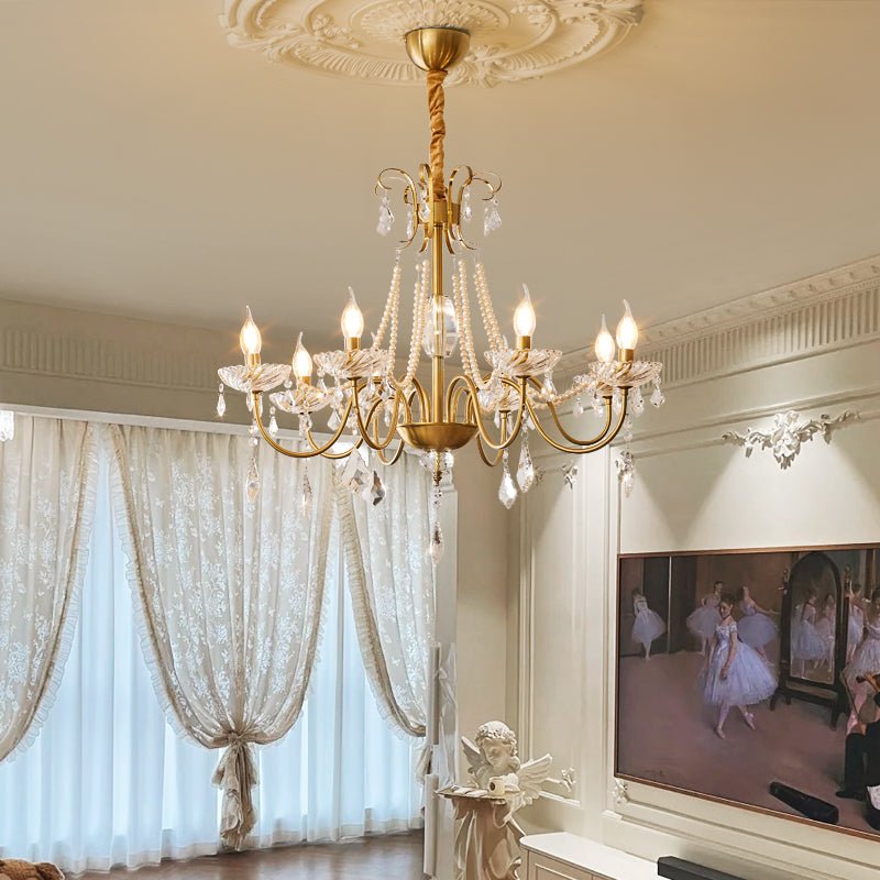 Evaria Traditional Luxury Crystal Pearl Chandelier-Neutral Decor