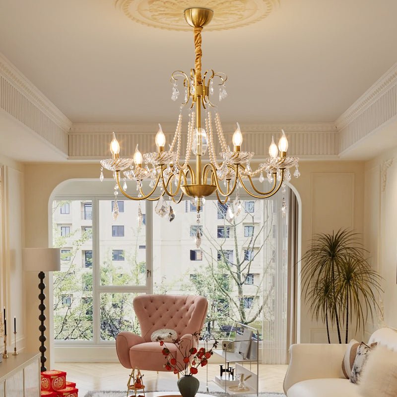 Evaria Traditional Luxury Crystal Pearl Chandelier-Neutral Decor