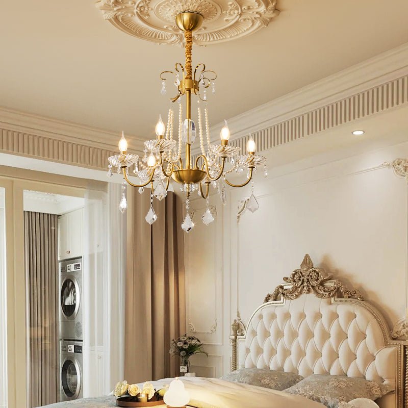 Evaria Traditional Luxury Crystal Pearl Chandelier-Neutral Decor