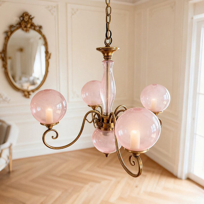 The 3+1 head configuration of the Evelyn Chandelier.